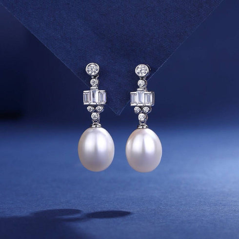 9-10mm Freshwater Drop Earrings Royal-Inspired - House Of Pearls